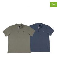 The Time of Bocha Koszulki polo (2 szt.) w kolorze niebieskim i khaki rozmiar: XL. Brązowe koszulki polo The Time of Bocha, xl, bez wzorów, z bawełny, bez kołnierzyka, bez ramiączek. Za 165.99 zł.