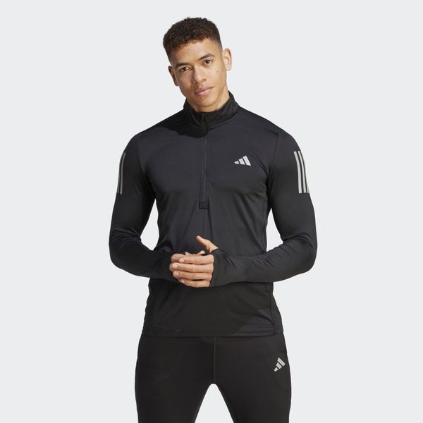 Bluza Own the Run 1/4 Zip Long Sleeve. Czarne bluzy Adidas, s, bez wzorów, z materiału, bez kaptura. W wyprzedaży za 206.20 zł.