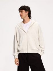 Rozpinana bluza z kapturem - jasnoszary. Szare bluzy z kapturem Reserved, l, bez wzorów, z bawełny, z kapturem. Za 139.99 zł.