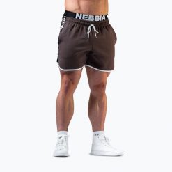 Spodenki treningowe męskie NEBBIA Hero. Brązowe krótkie spodenki sportowe Nebbia, m, bez wzorów, z bawełny. Za 229.99 zł.