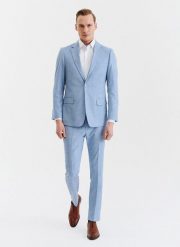 PAKO LORENTE – Niebieskie męskie spodnie garniturowe. Niebieskie eleganckie spodnie Pako Lorente, m, z elastanu. Za 99.99 zł.