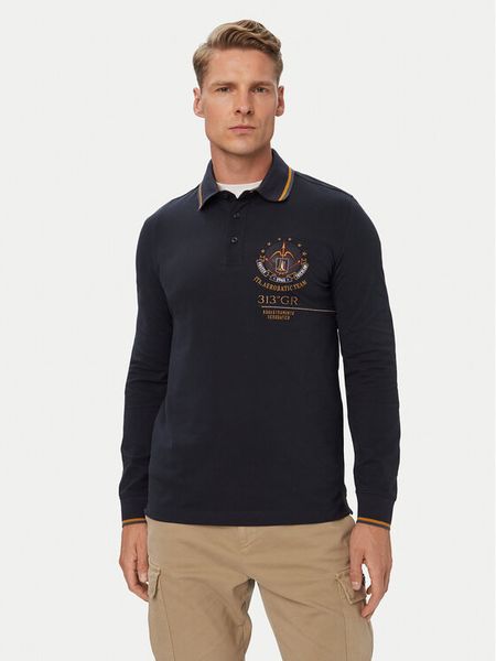 Aeronautica Militare Polo 262PO1942UP00400 Granatowy Regular Fit. Niebieskie koszulki polo Aeronautica Militare, m, bez wzorów, z bawełny, bez kołnierzyka, bez ramiączek. Za 474.99 zł.