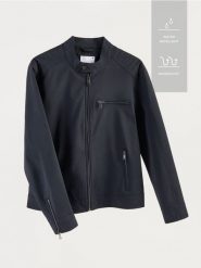 Kurtka biker ze stójką - granatowy. Niebieskie kurtki Reserved, l, bez wzorów, bez kaptura. Za 239.99 zł.