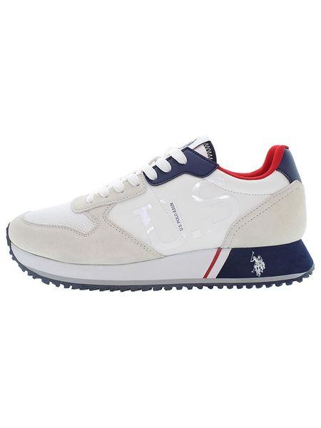 U.S. Polo Assn. Sneakersy w kolorze biało-granatowym rozmiar: 42. Białe buty sportowe casual U.S. Polo Assn., bez wzorów, z materiału, bez zapięcia. Za 179.64 zł.
