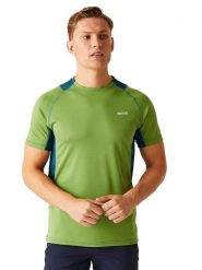Regatta Koszulka funkcyjna "Virda IV" w kolorze zielonym rozmiar: S. Zielone t-shirty sportowe Regatta, bez wzorów, z materiału, bez ramiączek, outdoorowe. Za 48.62 zł.