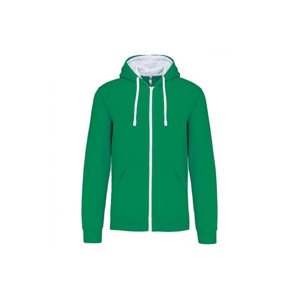 Bluza z kapturem z kontrastowym zamkiem błyskawicznym Kariban. Białe bluzy z kapturem KARIBAN, s, bez wzorów, z bawełny, z kapturem. Za 180.00 zł.
