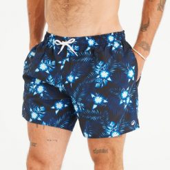 Spodenki surfingowe męskie Olaian 100 15" Hibiscus. Czarne odzież kąpielowa OLAIAN, m, bez wzorów, z materiału, sportowe. Za 49.99 zł.