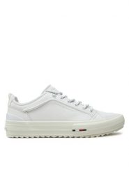 Tommy Hilfiger Sneakersy Th Hi Vulc Cleat Low Lth FM0FM05452 Biały. Białe buty sportowe casual Tommy Hilfiger, bez wzorów, ze skóry, bez zapięcia. Za 299.99 zł.