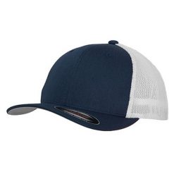 Dwukolorowa Siatkowa Czapka Z Daszkiem. Niebieskie czapki z daszkiem FLEXFIT, bez wzorów. Za 72.99 zł.