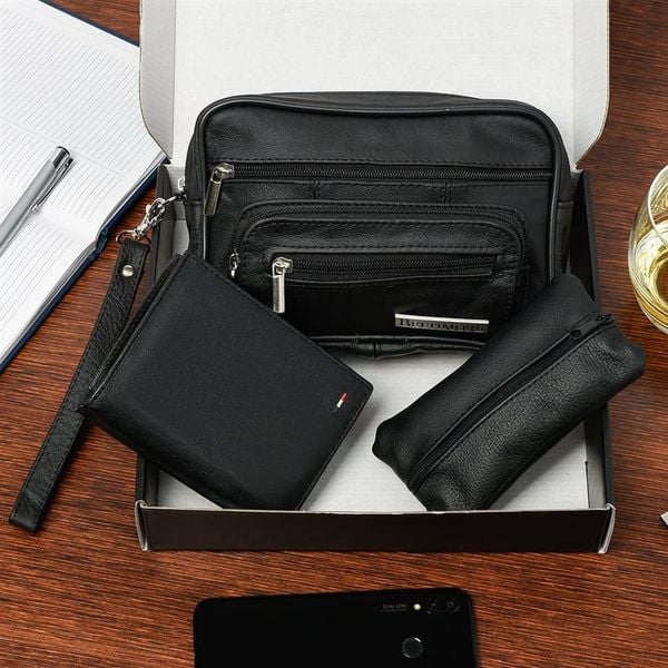 Zestaw męski skórzany premium Beltimore portfel saszetka etui P69. Portfele Beltimore, bez wzorów. Za 147.99 zł.