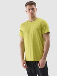 4F Koszulka treningowa regular z materiału z recyklingu męska - soczysta zieleń S. Zielone t-shirty 4F, m, bez wzorów, z dzianiny, bez kołnierzyka, bez ramiączek. W wyprzedaży za 39.99 zł.