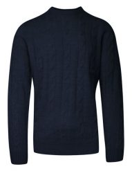 Sweter Męski Granatowy Dziergany w Warkocze, Elegancki, U-neck -BRAVE SOUL. Niebieskie swetry rozpinane Brave Soul, m, bez wzorów, dziergany, bez kołnierzyka, bez ramiączek. Za 99.00 zł.