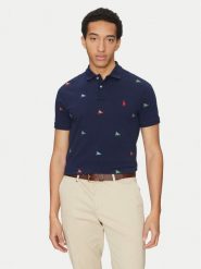 Polo Ralph Lauren Polo 710964722001 Granatowy Custom Fit. Niebieskie koszulki polo Polo Ralph Lauren, m, bez wzorów, z bawełny, bez kołnierzyka, bez ramiączek. Za 369.99 zł.