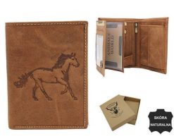 Portfel skórzany Always Wild N4-CHM-HORSE j. brązowy tłoczenie koń. Brązowe portfele Always Wild, bez wzorów, z nubiku. Za 50.00 zł.