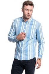 KOSZULA MĘSKA WRANGLER LS 1 PKT BDOWN SHIRT LIGHT INDIGO W5A33HX4E 112130007. Niebieskie koszule Wrangler, m, bez wzorów, bez kołnierzyka, bez ramiączek. Za 129.90 zł.
