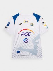 4F Koszulka klubowa z sezonu 2022/23 oraz 2023/24 męska 4F x Stal Mielec M. Białe t-shirty 4F, m, z aplikacjami, z dzianiny, bez kołnierzyka, bez ramiączek. W wyprzedaży za 119.99 zł.