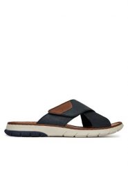 Rieker Klapki 25283-14 Granatowy. Niebieskie klapki Rieker, z materiału. Za 299.99 zł.