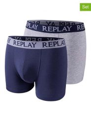 Replay Bokserki (2 pary) w kolorze szarym i granatowym rozmiar: L. Niebieskie bokserki Replay, l, bez wzorów. Za 48.62 zł.