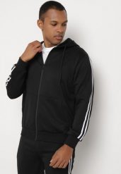 Czarna Bluza z Kapturem Zapinana na Suwak z Wsuwanymi Kieszeniami Viasia. Czarne bluzy Born2be, m, bez wzorów, z jeansu, z kapturem. W wyprzedaży za 50.99 zł.