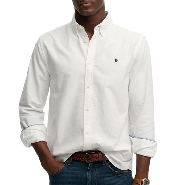 Koszula z długim rękawem Superdry Preppy Oxford. Białe koszule Superdry, s, bez wzorów, z bawełny, bez kołnierzyka, bez ramiączek. Za 302.25 zł.