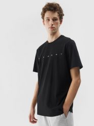 4F T-shirt regular z bawełny organicznej z nadrukiem męski - czarny S. Czarne t-shirty 4F, m, bez wzorów, z bawełny, bez kołnierzyka, bez ramiączek. W wyprzedaży za 39.99 zł.