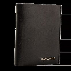 WINGS Męski portfel ze skóry koziej Black. Czarne portfele Wings, bez wzorów, z materiału. Za 89.90 zł.