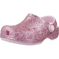 Sandały CROCS CLASSIC CHUNKY GLITT Rose. Czerwone sandały Crocs, z gumy, bez zapięcia. Za 199.99 zł.