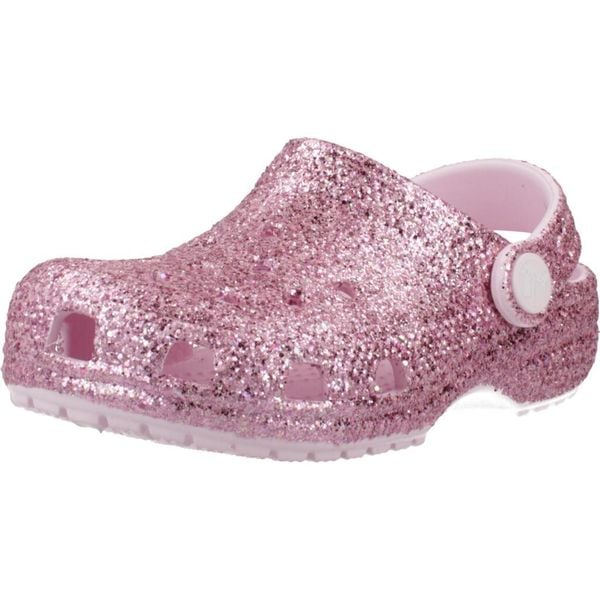 Sandały CROCS CLASSIC CHUNKY GLITT Rose. Czerwone sandały Crocs, z gumy, bez zapięcia. Za 199.99 zł.
