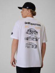 4F T-shirt loose z nadrukiem uniseks 4F x Drift Masters - biały L. Białe t-shirty 4F, bez wzorów, z bawełny, bez ramiączek. Za 119.99 zł.
