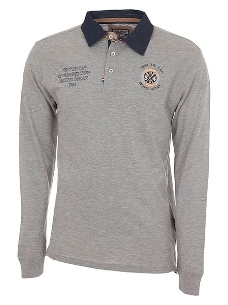 Peak Mountain Koszulka polo "Cenice" w kolorze szarym rozmiar: M. Szare koszulki polo Peak Mountain, m, bez wzorów, z bawełny, bez kołnierzyka, bez ramiączek. Za 87.61 zł.