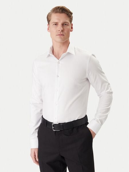 Calvin Klein Koszula LV019EU090 Biały Slim Fit. Białe koszule CALVIN KLEIN, m, bez wzorów, z bawełny, bez kołnierzyka, bez ramiączek. Za 329.99 zł.
