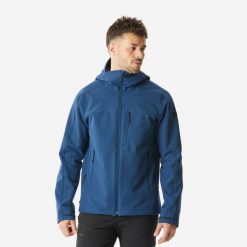 Kurtka softshell turystyczna męska Quechua MT500. Czarne kurtki FORCLAZ, m, bez wzorów, z polaru, bez kaptura. Za 249.99 zł.