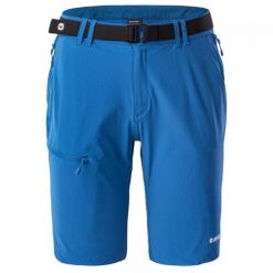 Spodenki męskie trekkingowe Hi-Tec Palmiro 1/2 - niebieskie, Rozmiar XL. Niebieskie szorty Hi-tec, l, bez wzorów, z elastanu, sportowe. Za 142.99 zł.