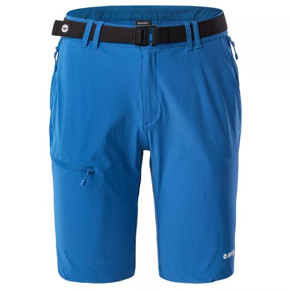 Spodenki męskie trekkingowe Hi-Tec Palmiro 1/2 - niebieskie, Rozmiar XL. Niebieskie buty trekkingowe Hi-tec, bez wzorów, z elastanu, bez zapięcia. Za 142.99 zł.
