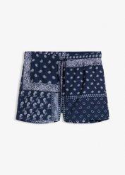 Szorty kąpielowe z kieszeniami po bokach. Niebieskie kąpielówki bonprix, m, bez wzorów. Za 27.99 zł.