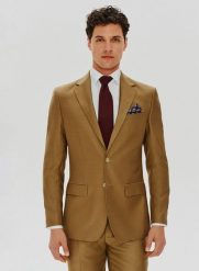 PAKO LORENTE – Jasnobrązowa garniturowa marynarka męska z wełną. Garnitury Pako Lorente, m, bez wzorów, z wełny. Za 499.99 zł.