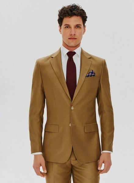 PAKO LORENTE – Jasnobrązowa garniturowa marynarka męska z wełną. Garnitury Pako Lorente, m, bez wzorów, z wełny, eleganckie. Za 499.99 zł.