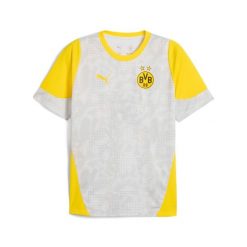 Strój treningowy Borussia Dortmund 2025/26. Szare t-shirty sportowe Puma, bez wzorów, bez ramiączek, do piłki nożnej. Za 242.21 zł.