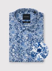 PAKO LORENTE - Koszula męska w niebieskie kwiaty. Niebieskie koszule Pako Lorente, m, bez wzorów, z bawełny, bez kołnierzyka, bez ramiączek. Za 299.99 zł.