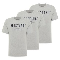 3PAK Męski T-Shirt Mustang Style Alex Mid Grey Mélange 1017330 4140. Szare t-shirty Mustang, m, bez wzorów, bez kołnierzyka, bez ramiączek. W wyprzedaży za 119.99 zł.
