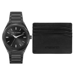 Zestaw zegarek i etui na karty Trussardi. Czarne zegarki TRUSSARDI. Za 1,349.00 zł.