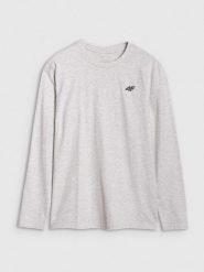 4F Longsleeve regular gładki męski - szary L. Szare bluzki z długim rękawem 4F, l, bez wzorów, z bawełny, bez kołnierzyka, bez ramiączek. Za 69.99 zł.
