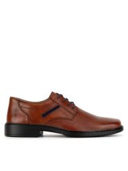 Rieker Półbuty B0803-24 Brązowy. Brązowe eleganckie półbuty Rieker, bez wzorów, ze skóry, bez obcasa, bez zapięcia. Za 269.99 zł.
