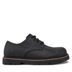 Półbuty Birkenstock. Czarne eleganckie półbuty Birkenstock, bez wzorów, bez obcasa, bez zapięcia. Za 589.99 zł.