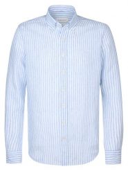 PROFUOMO Koszula - Slim fit - w kolorze błękitno-białym rozmiar: 42. Niebieskie koszule PROFUOMO, bez wzorów, ze lnu, bez kołnierzyka, bez ramiączek. Za 228.92 zł.