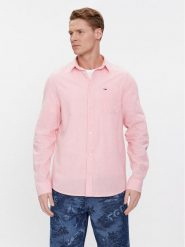 Tommy Jeans Koszula DM0DM18962 Różowy Regular Fit. Czerwone koszule Tommy Jeans, m, bez wzorów, z bawełny, bez kołnierzyka, bez ramiączek. Za 169.99 zł.