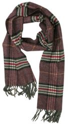 Bordowy Elegancki Szalik Firmy V.Fraas - Cashmink - w Czarno-Białą Kratkę, z Frędzlami. Czerwone szaliki V. Fraas, bez wzorów, z materiału. Za 59.00 zł.