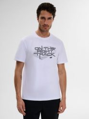 4F T-shirt regular z nadrukiem męski - biały XXL. Białe t-shirty 4F, m, bez wzorów, z bawełny, bez kołnierzyka, bez ramiączek. W wyprzedaży za 59.99 zł.