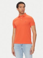 Tommy Hilfiger Polo 1985 MW0MW17771 Pomarańczowy Slim Fit. Brązowe koszulki polo Tommy Hilfiger, m, bez wzorów, z bawełny, bez kołnierzyka, bez ramiączek. Za 279.99 zł.