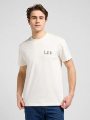 MESKA KOSZULKA LEE RELAXED GRAPHIC TEE ECRU 112370517. T-shirty Lee, m, bez wzorów, bez kołnierzyka, bez ramiączek. Za 79.99 zł.